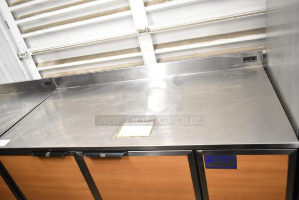 Duke RBC-60 M Commercial 2 Door Work Top Cooler, 120 Volts, 1 Phase, stainless steel, minor wear, clean surface.