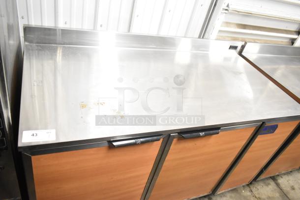 Duke RBC-60 M Commercial 2 Door Work Top Cooler, stainless steel, 120V, 1 phase, good condition.