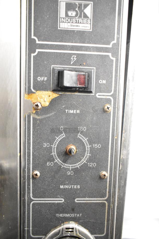 BK Industries SR Commercial Rotisserie Oven control panel showing timer and on/off switch. Used condition.