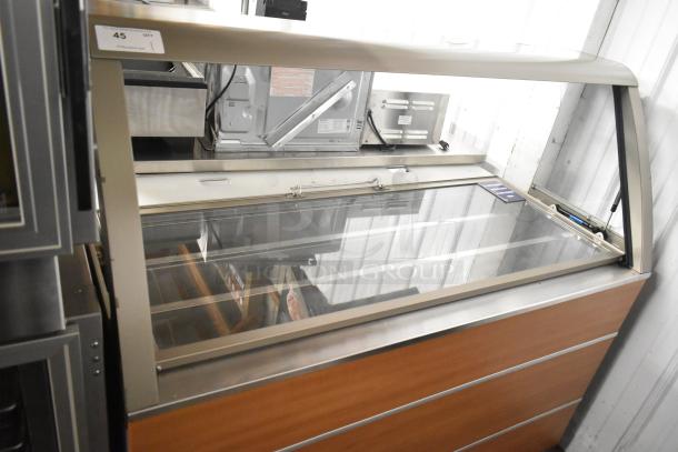 Duke SWD700-60LED M sandwich prep line with lowering sneeze guard, commercial casters, stainless steel, 120V, 1 Phase.