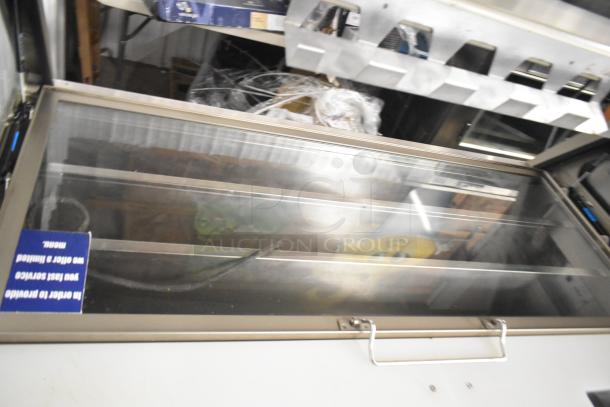 Duke SWD700-60LED M Subway Sandwich Prep Line with lowering sneeze guard, commercial casters, 120V, 1 Phase.