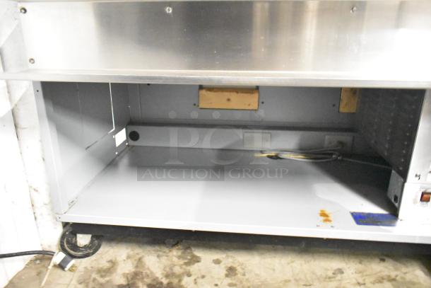 Duke SWD700-60LED M commercial sandwich prep line with lowering sneeze guard, on casters. Used condition, 120V, 1 phase.