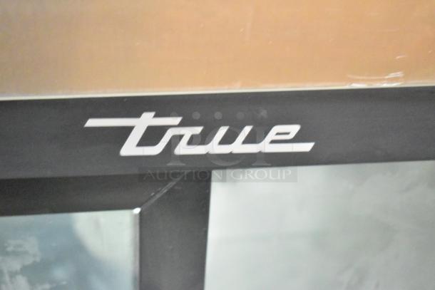 2021 True TSD-09G-HC-LD Commercial 2 Door Back Bar Cooler, True logo visible, 115V, 1 Phase, excellent condition.