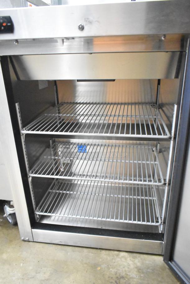 2021 Hoshizaki HR24C commercial undercounter cooler, stainless steel, single door, three shelves, 115V, good condition.