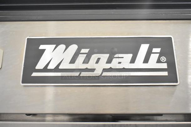 Alt text: Migali logo on a 2021 C-2RB-35-HC Commercial 2 Door Reach In Cooler, 115 Volts, 1 Phase.