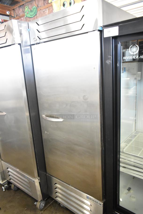 Beverage Air SR1HC-1S commercial single door reach-in cooler, 115 volts, 1 phase, stainless steel exterior, used condition.
