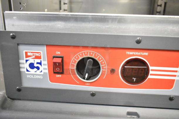 2020 Metro C5 3 Series Heated Holding Cabinet, digital temperature display, switch, dial. Model label visible.