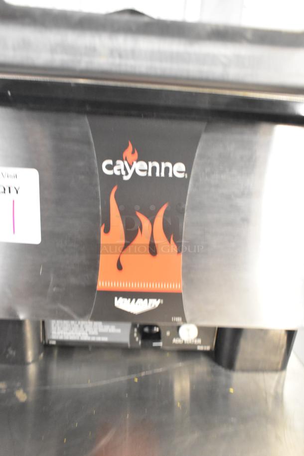 Vollrath Cayenne 1001 Countertop Food Warmer, stainless steel, 120 volts, 1 phase, branded with flame design.