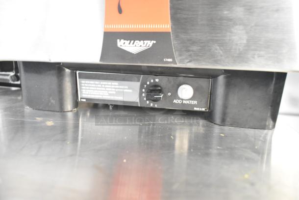 Vollrath Cayenne 1001 Countertop Food Warmer, 120V, 1 Phase, in used condition. Features a temperature dial and "Add Water" indicator.