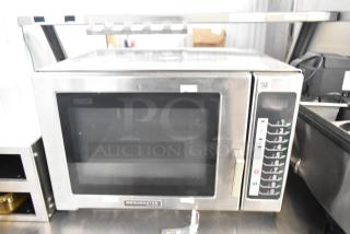 2021 Menumaster MFS18TS commercial countertop microwave oven, stainless steel, touchpad controls, 208/240V, excellent condition.