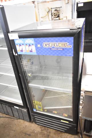 Imbera VR10 Commercial Single Door Reach In Cooler, 115V, 1 Phase, G Fuel branding, interior shelving visible.