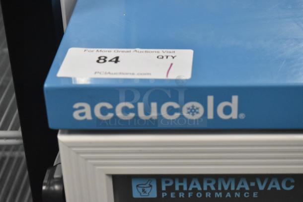 Accucold ARG3PV456 commercial single door mini cooler. 115 volts, 1 phase. Includes auction tag "#84".
