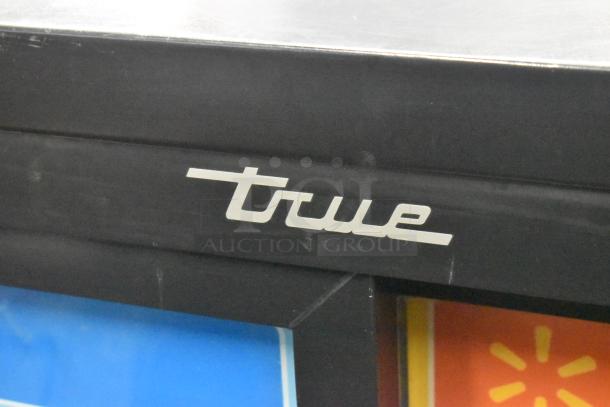 2018 True GDM-41SL-48-HC-LD commercial 2-door cooler merchandiser, brand logo visible, 115V, 1 phase.