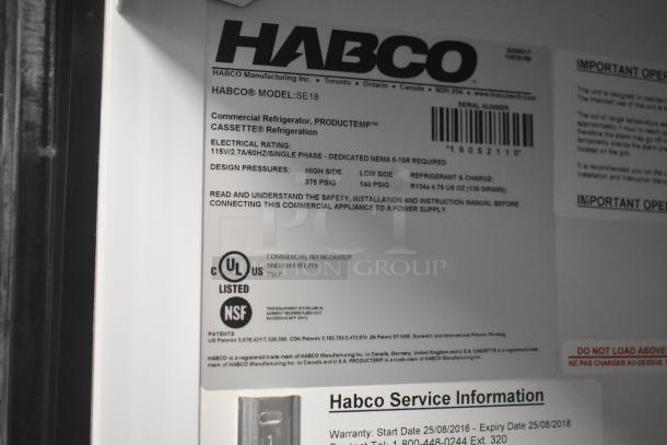 2019 Habco SE18 Commercial Cooler, 115V, 1 Phase, CSA/UL listed, NSF certified. Serial #19052110.