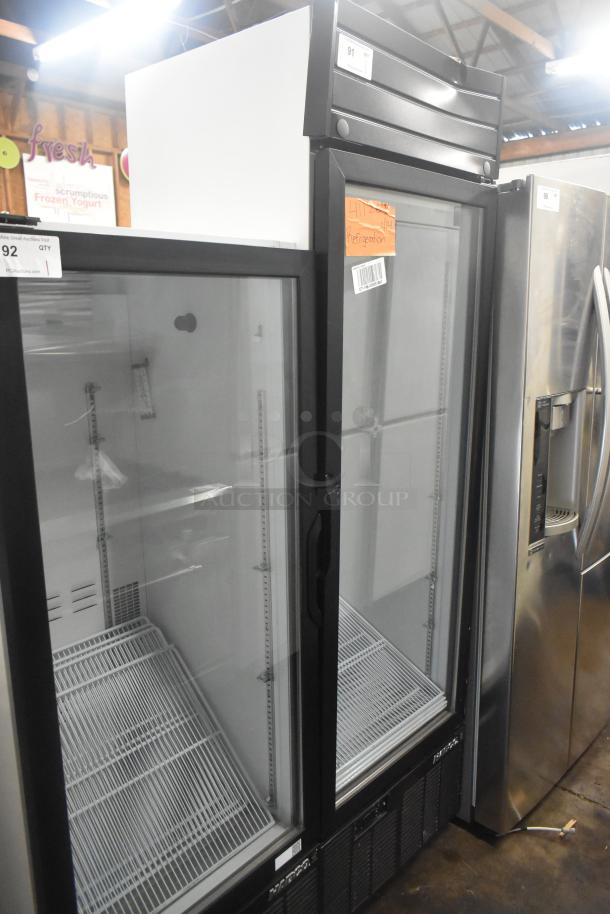 2019 Habco SE18HC commercial single-door cooler, 115V, 1 phase, glass door, interior shelving, excellent condition.