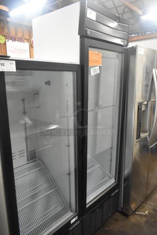 2019 Habco SE18HC commercial single-door cooler, 115V, 1 phase, glass door, interior shelving, excellent condition.