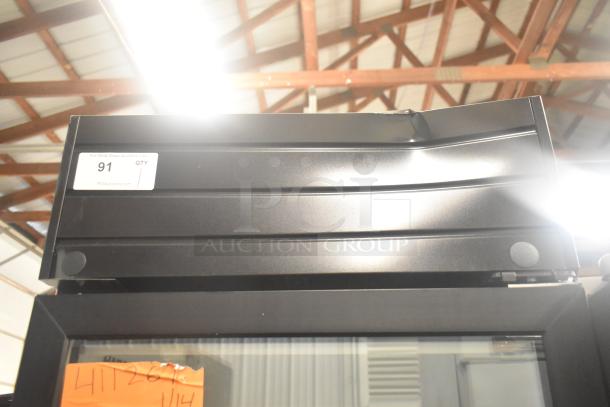 2019 Habco SE18HC single door cooler merchandiser, 115V, 1 Phase, auction tag "91 QTY 1" visible on top panel.