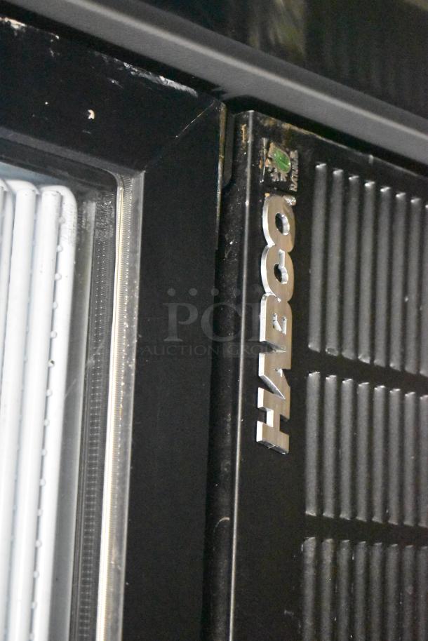 2019 Habco SE18HC commercial single-door cooler showcases the logo on a black panel. 115 volts, 1 phase.