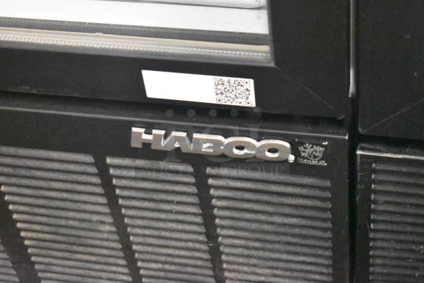 Habco SE12HC cooler, black, logo visible, single door, commercial model, tech specs: 115 volts, 1 phase.