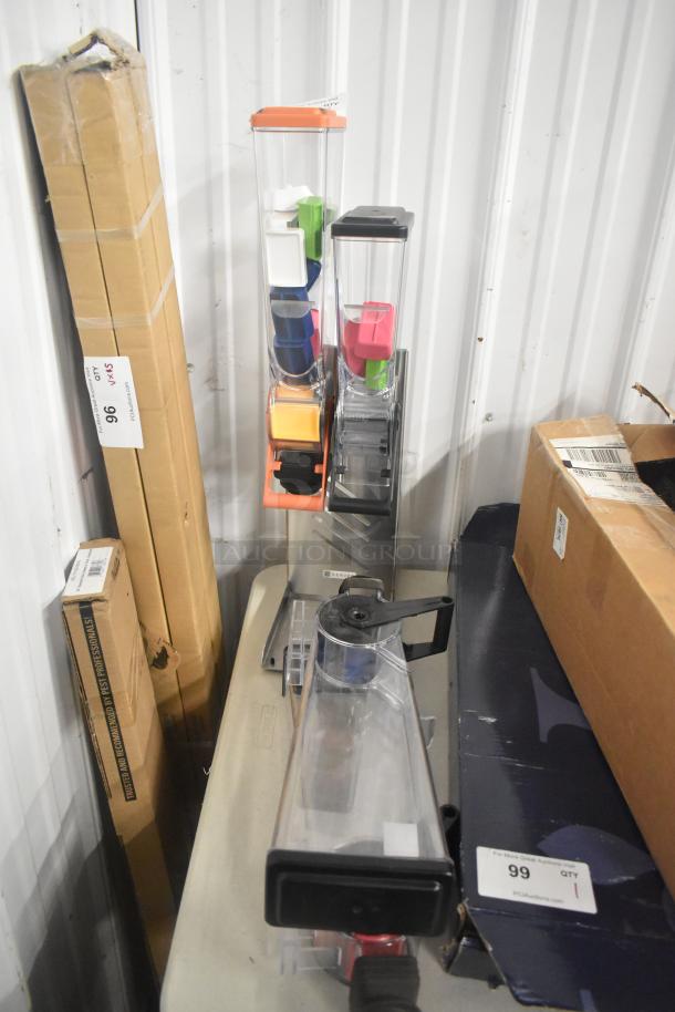 Server countertop dry dispenser, multiple colorful compartments, good condition, clear acrylic, suitable for grains or candies.