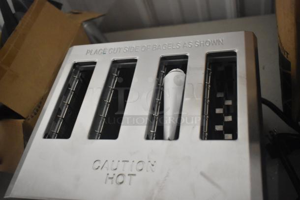 Brand new Avantco 184THD27208 4-slice toaster, scratch and dent condition, wide 1.5" slots for bread/bagels, 208V.