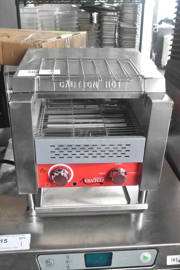 Brand new Avantco 184T140 conveyor toaster, 10" wide, 3" opening, 300 slices/hour, 120V, 1 phase; scratch and dent condition.