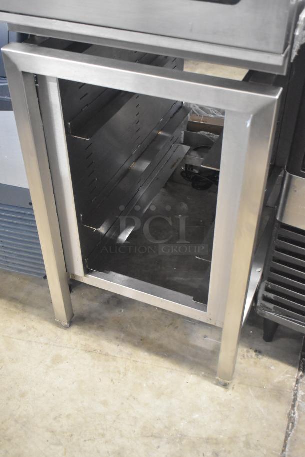 Blodgett BLCT10E stainless steel commercial oven undercarriage, 440/480V, 3 Phase, ventless hood, equipment stand.