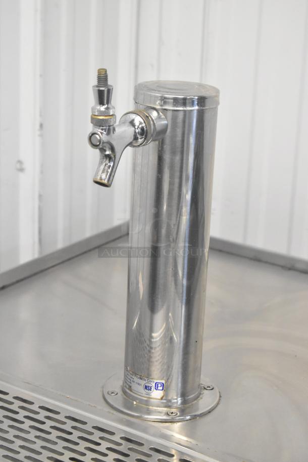 Continental KC24-SS Kegerator, stainless steel, single tap, commercial casters, label HP Products Corp, 115V, 1 Phase.
