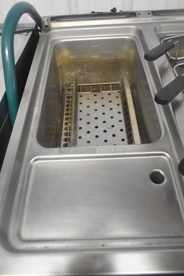 Axis AX-GPC2WB stainless steel 2 bay pasta cooker, natural gas, 100,000 BTU, used, commercial grade, large capacity.