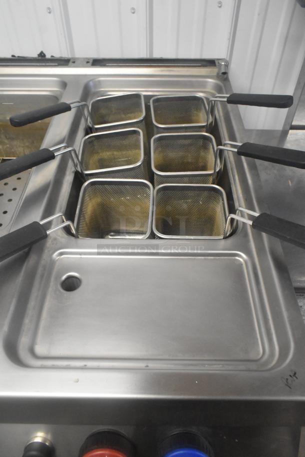 Axis AX-GPC2WB stainless steel 2-bay pasta cooker, commercial floor style, natural gas, 100,000 BTU, clean condition.