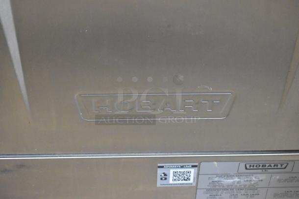 2019 Hobart LXER commercial undercounter dishwasher, stainless steel, 120/208-240V, 1 phase, model markings visible.