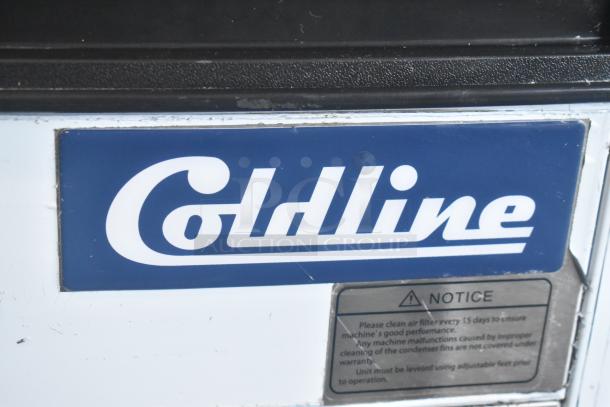 Coldline ICE80-HA ice machine, 2023 model, self-contained undercounter unit, 115V, 1 phase, brand label visible.