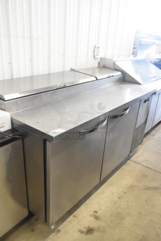 2019 True TPP-67 stainless steel commercial pizza prep table, on casters, 115V, 1 phase, excellent condition.
