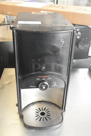 2016 Bunn LCA-1 Marukome liquid coffee dispenser, black, countertop model, 120V, 1 phase, used condition, visible controls.
