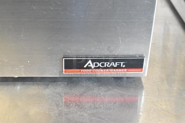 Adcraft FW-1500W/C countertop food warmer, stainless steel, 120 volts, 1 phase, Adcraft label visible, some surface wear.