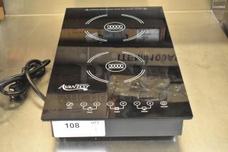 2025 Avantco 177ID18DB double induction range, black glass top, touch controls, excellent condition, 208-240V, single phase.