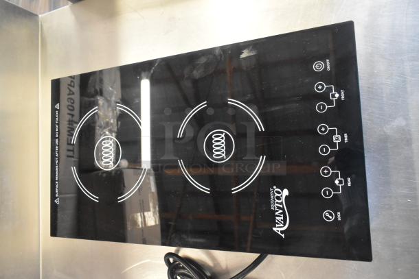 2025 Avantco 177ID18DB double induction range; black glass surface, touch controls, 208-240V, new condition.