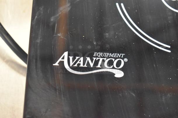 Avantco 177ID18DB double induction range, glossy black surface, visible logo. Compatible with 208-240 volts, 1 phase.