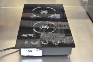 Avantco 177ID18DB drop-in double induction range, sleek black finish, dual burners, 208-240V, excellent condition.