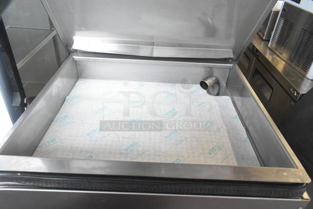 Vito Fryfilter VITO XL, mobile fryer oil filter system, scratch and dent, new. Features stainless steel, commercial casters.