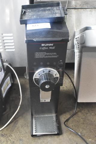 Bunn G3 HD 3 lb. black bulk coffee grinder, new, scratch and dent; features grind settings, labeled controls, sturdy design.