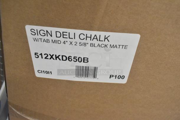 Box with label: "SIGN DELI CHALK" for 512XKD650B Black Matte Chalkboard Deli Tags, size 4" x 2 5/8".
