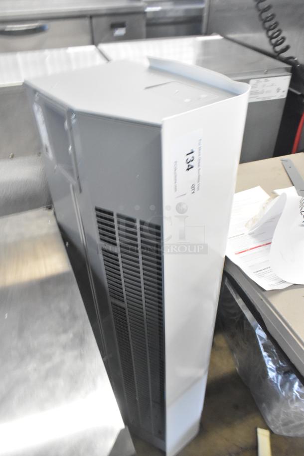 New Schwank AC-KA36-23 air curtain, 208V, 1 phase. Scratch and dent condition. Label indicates model and power specs.