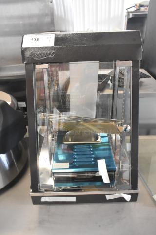 Avantco 177HDC13 heated display case, 15", 3 shelves, hinged doors, brand new with minor scratches, 120V, 1 phase.