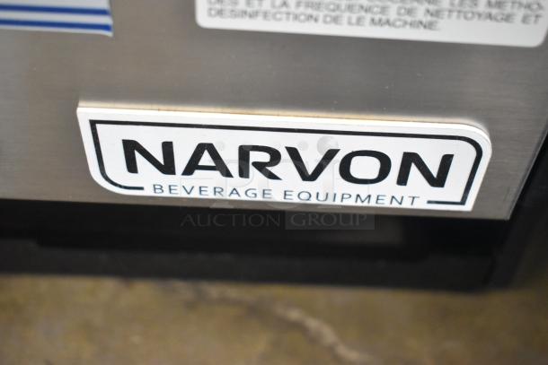 Brand new Narvon 378RBD5G3 triple 5-gallon refrigerated beverage dispenser with label. Scratch and dent condition. 115V, 1 Phase.