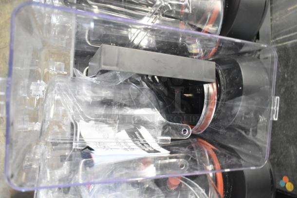 Brand new Narvon 378RBD5G3 triple 5-gallon bowl refrigerated beverage dispenser. Scratch and dent condition, 115V, 1 phase.