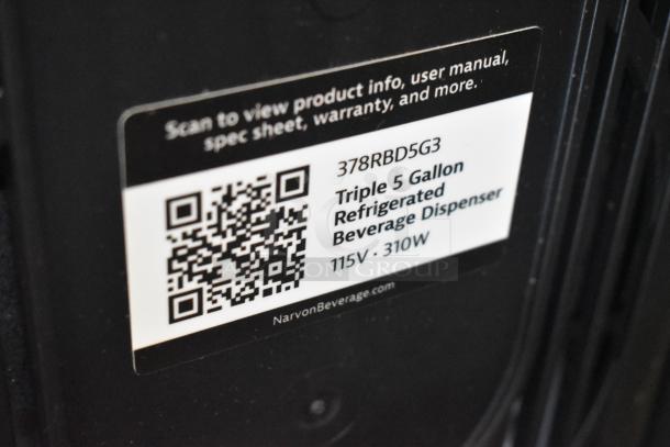 Narvon 378RBD5G3 Triple 5 Gallon Bowl Refrigerated Beverage Dispenser label, 115V, 310W, with QR code.