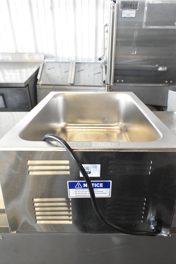 Brand new 2025 Avantco 177W50 countertop food warmer, 120V, 1 phase. Scratch and dent condition with visible notice label.