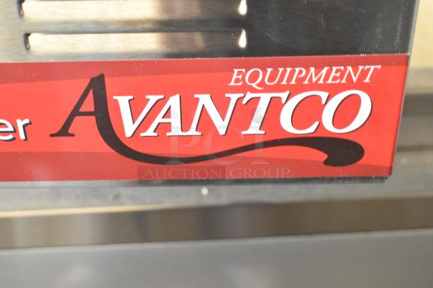 Avantco 177W50 countertop food warmer label, red with white text. Brand new, scratch and dent, 120V, 1 phase.
