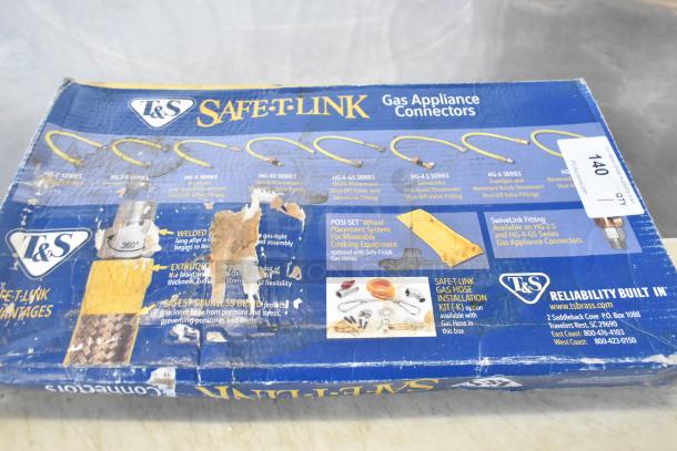 BRAND NEW SCRATCH AND DENT! T&S HG-4D-48K yellow coated steel gas connector hose, 48", with FreeSpin fitting, 3/4" NPT. Box is damaged.